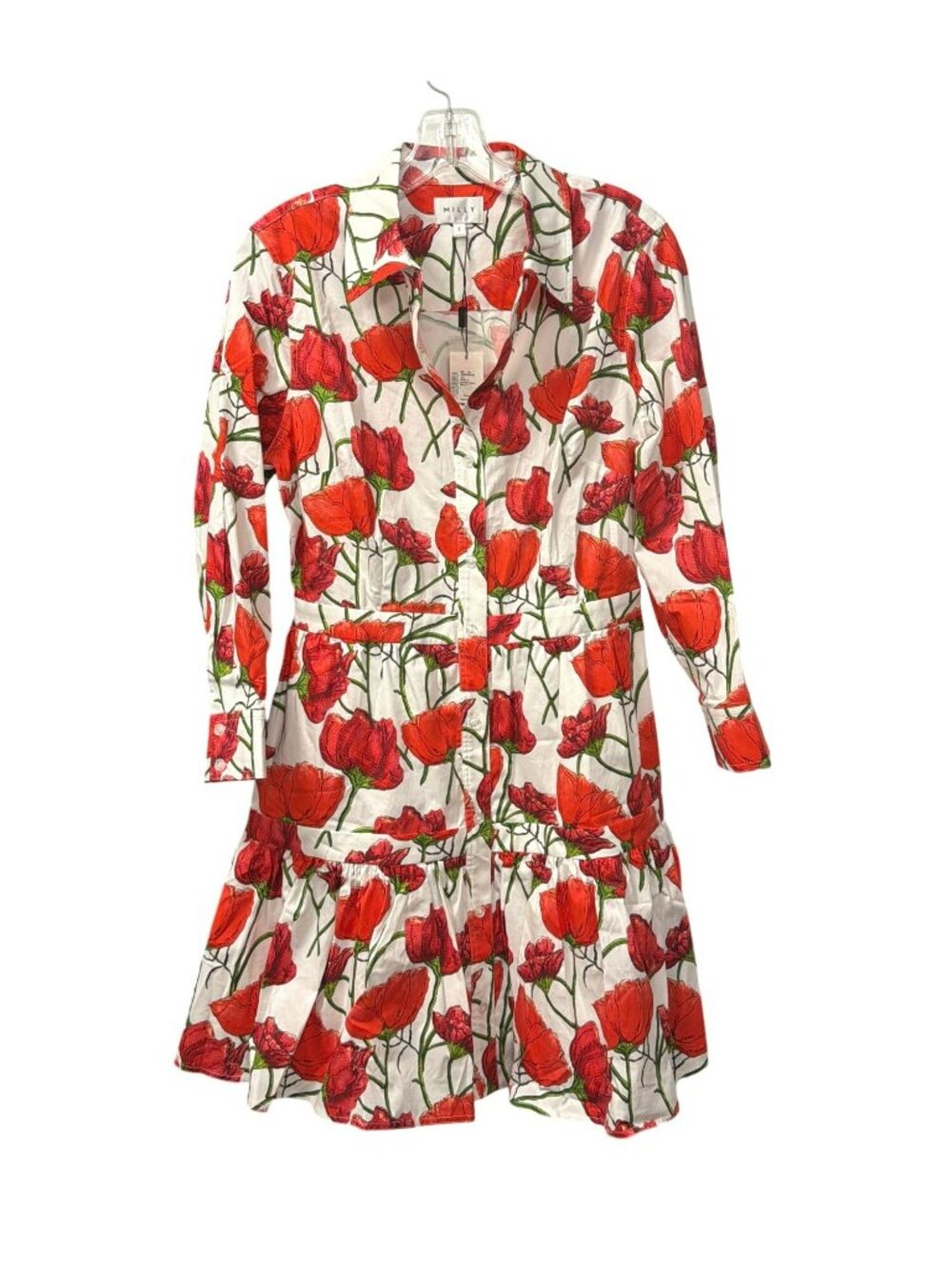 Milly Poppy Long Sleeve Floral Mini Dress Size 6 New